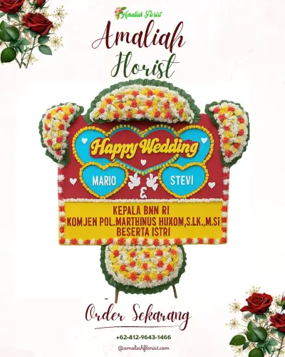 Karangan Papan Bunga Pernikahan di Tegal Sari I